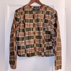 SELENE SPORT Women’s Checkered Buttoned Blazer Jacket